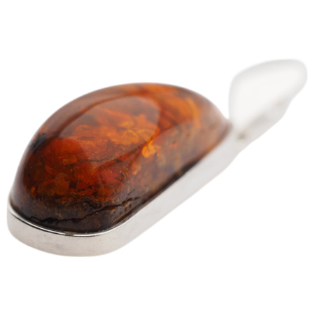 Zawieszka - koniakowy Bursztyn w srebrze 