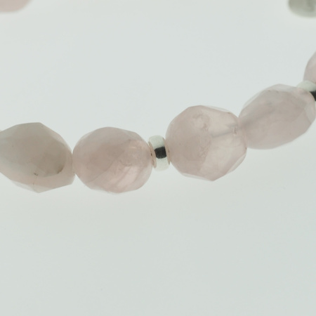 Bransoletka 18 cm z fasetowanym Kwarcem Różowym i srebrem