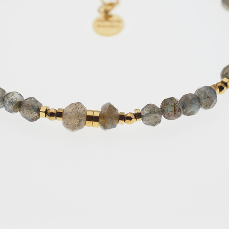 Bransoletka - Labradoryt z Hematytem i srebro złocone