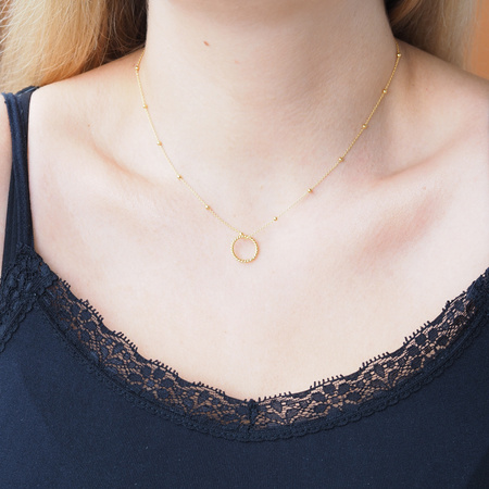 Naszyjnik z wisiorkiem w kształcie kółka -  srebro złocone