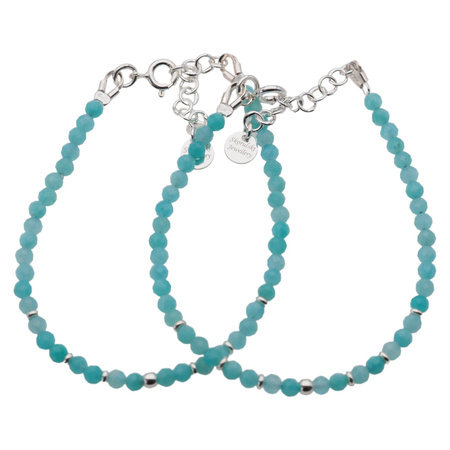 Bransoletka regulowana - Amazonit fasetowane kulki i srebro