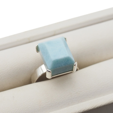 Pierścionek regulowany - prostokątny Larimar w srebrze