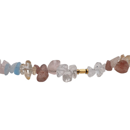 Naszyjnik - Mix kamieni sieczka, kulki i srebro złocone