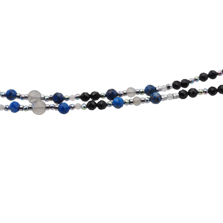 Bransoletka mix - Turmalin, Lapis Lazuli, Labradoryt, hematyt i srebro