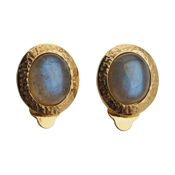 Klipsy - Labradoryt owalny w srebrze złoconym