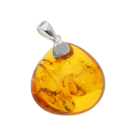 Naszyjnik na rzemieniu - transparentny Bursztyn w srebrze