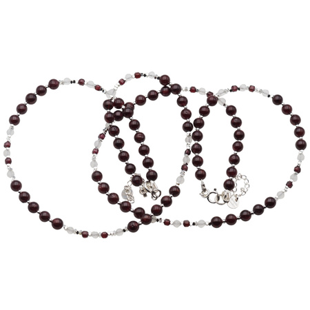 Naszyjnik z Granatem, Kryształem Górskim i Hematytem – srebro 925