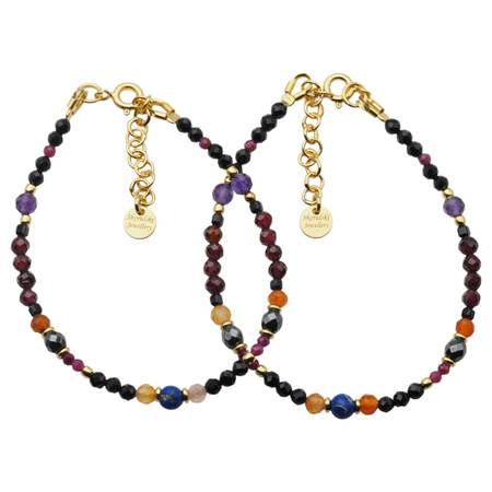 Bransoletka znak zodiaku baran - mix kamieni i srebro złocone