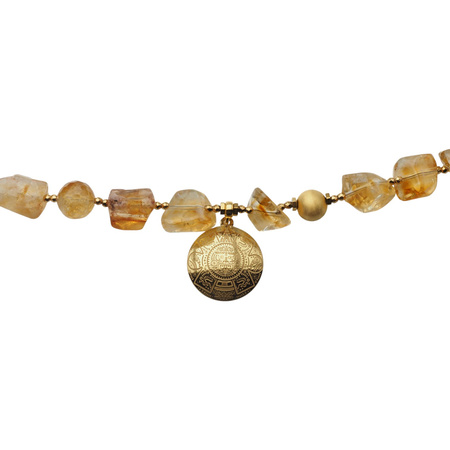 Naszyjnik z aztecką blaszką - Cytryn i srebro złocone