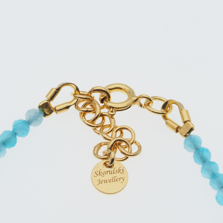 Bransoletka - Amazonit, Ametyst, Apatyt i srebro złocone