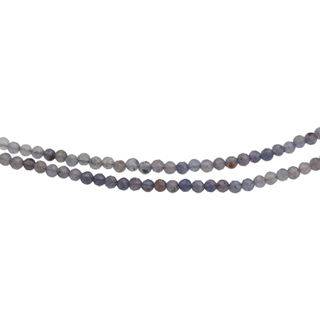 Naszyjnik - Iolit fasetowane kulki i srebro złocone