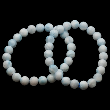 Bransoletka 18,5-19cm na gumce - larimar kulki 8mm