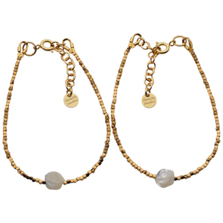 Bransoletka - Muszla kwiatek, Hematyt złoty i srebro złocone