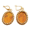 Kolczyki - koniakowy Bursztyn owal i srebro złocone