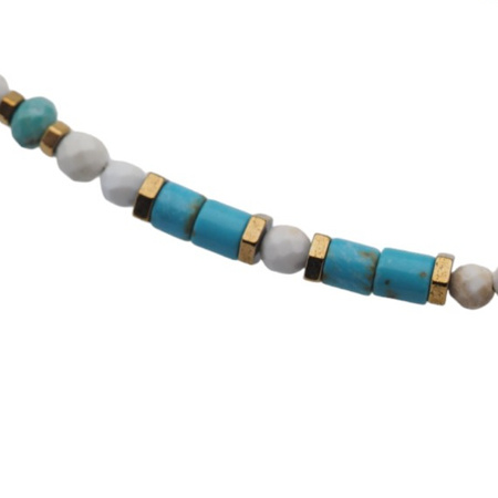 Naszyjnik - Turkus, Howlit, Hematyt i srebro złocone