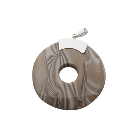 Naszyjnik - Krzemień Pasiasty na rzemieniu ze srebrnymi końcówkami