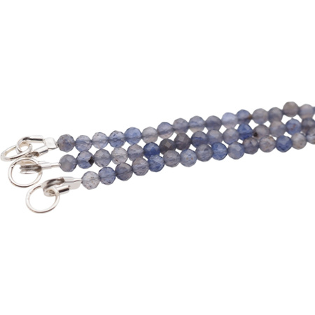 Bransoletka - Iolit cięte kulki i srebro