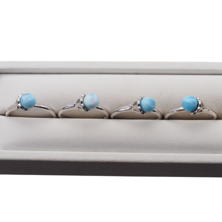 Pierścionek regulowany - okrągły Larimar w srebrze rodowanym