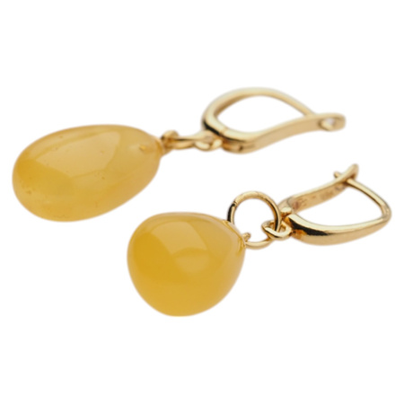 Kolczyki - Bursztyn łzy i srebro złocone