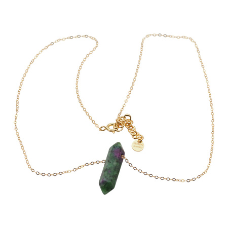 Naszyjnik - Zoisyt z Rubinem sopel na łańcuszku