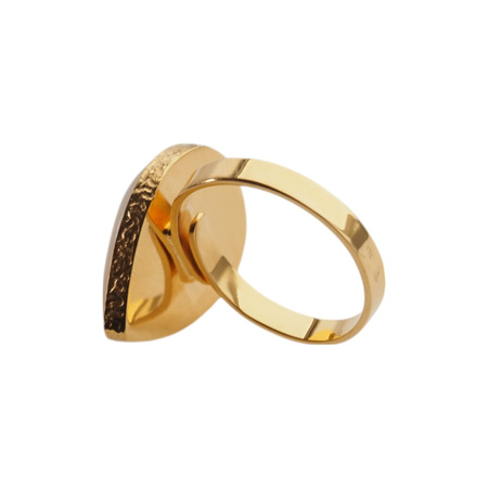 Pierścionek - Kamień Księżycowy łza i srebro złocone, młotkowane