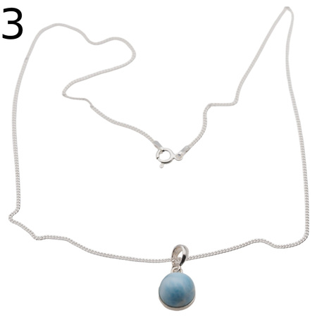 Naszyjnik - larimar okrągły 10 mm w srebrze