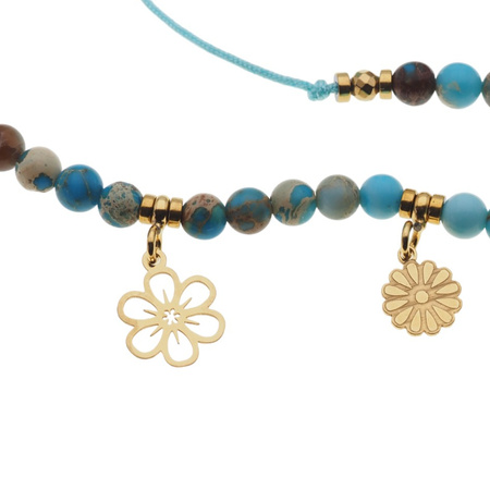 Naszyjnik regulowany- Jaspis cesarski niebieski i srebro złocone