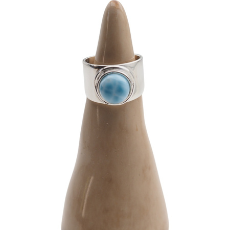 Pierścionek sygnet- Larimar koło i srebro