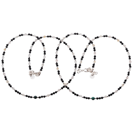 Naszyjnik mix - Turmalin, cytryn, kwarc różowy i srebro