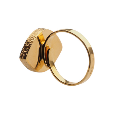 Pierścionek - Kamień Księżycowy markiza i srebro złocone, młotkowane