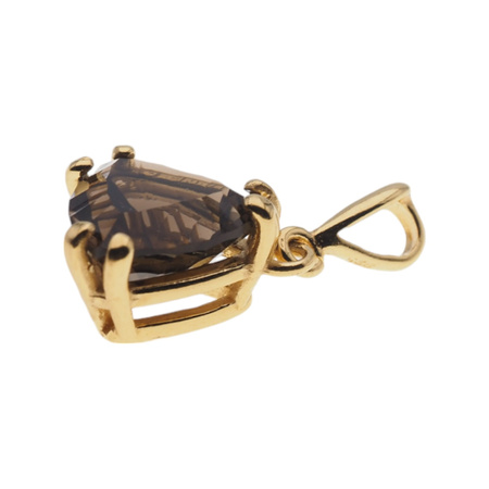 Zawieszka - Kwarc dymny trójkąt (szlif diamentowy) w srebrze złoconym