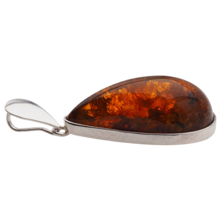 Zawieszka - koniakowy Bursztyn w srebrze 
