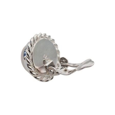 Klipsy - Perły białe koło w srebrze