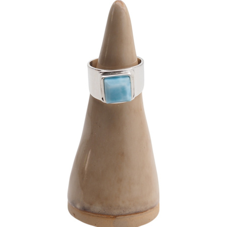 Pierścionek sygnet- Larimar kwadrat i srebro