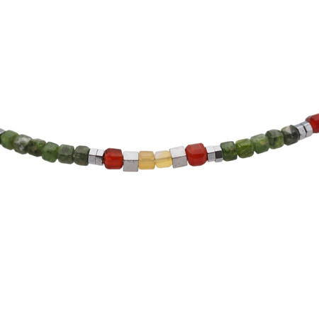 Bransoletka na nogę - Diopsyd, Agat, Hematyt kostki i srebro