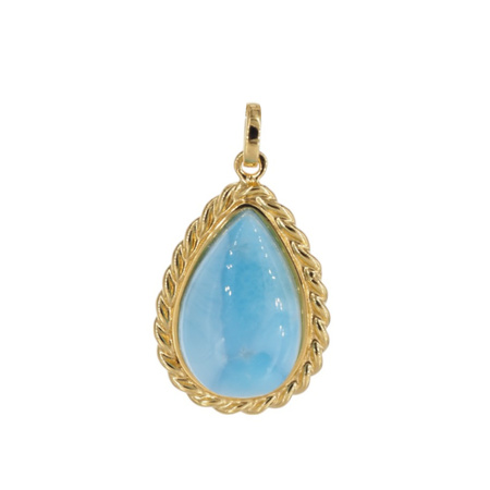 Zawieszka - larimar łza w srebrze złoconym