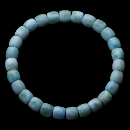 Bransoletka 18,5-19cm na gumce - larimar baryłki 7mm
