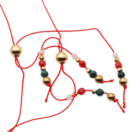 Bransoletka na sznurku - mix kamieni i srebro złocone