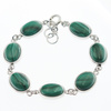 Bransoletka z owalnym malachitem w srebrze rodowanym