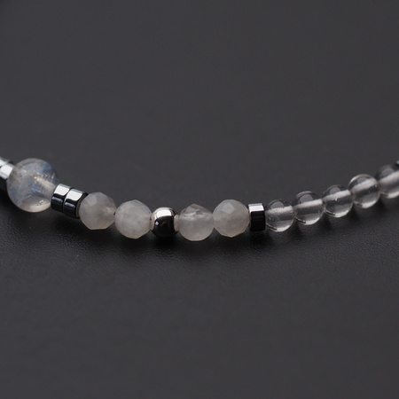 Bransoletka - Kamień Księżycowy, Kryształ Górski i srebro