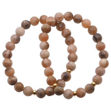 Bransoletka 18,2 cm - fasetowany Kamień Słoneczny kulki 8mm i srebro złocone