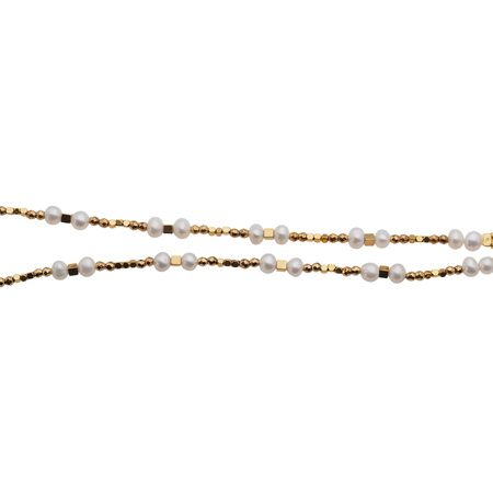 Naszyjnik - Białe Perły, złoty hematyt i srebro złocone