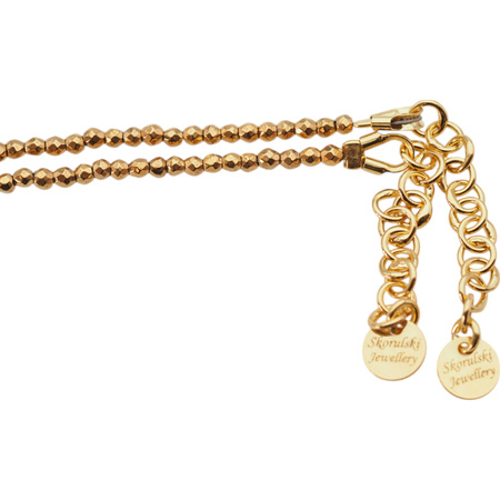 Bransoletka urodzeniowa październik - turmalin, hematyt i srebro złocone