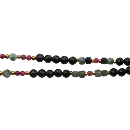 Naszyjnik mix - Turmalin, Szmaragd, Rubin i srebro złocone