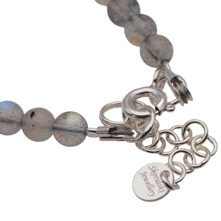 Naszyjnik z zawieszką - Labradoryt, Topaz, Kryształ Górski i srebro