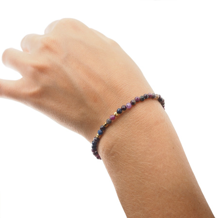 Bransoletka - Szafir i Rubin fasetowane kulki