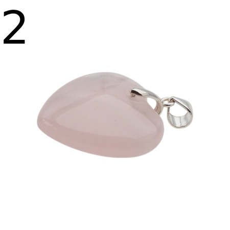 Zawieszka - Kwarc Różowy serce w srebrze