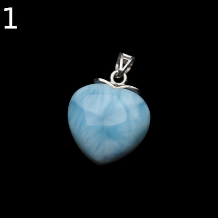 Zawieszka - larimar serce w srebrze rodowanym