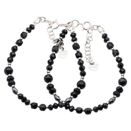 Bransoletka - Turmalin czarny, Hematyt i srebro