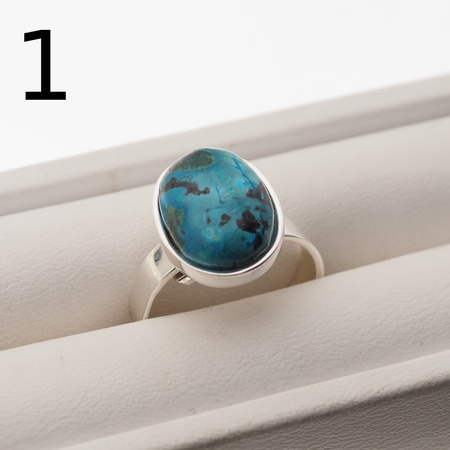 Pierścionek regulowany - Chryzokola owalna w srebrze